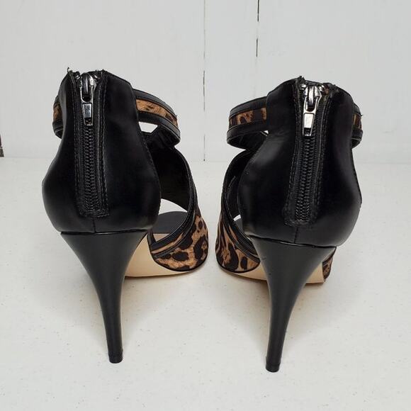 Charles Jourdan Paris Amy Leopard Print Peep Toe Sandals 9.5 - Picture 4 of 10